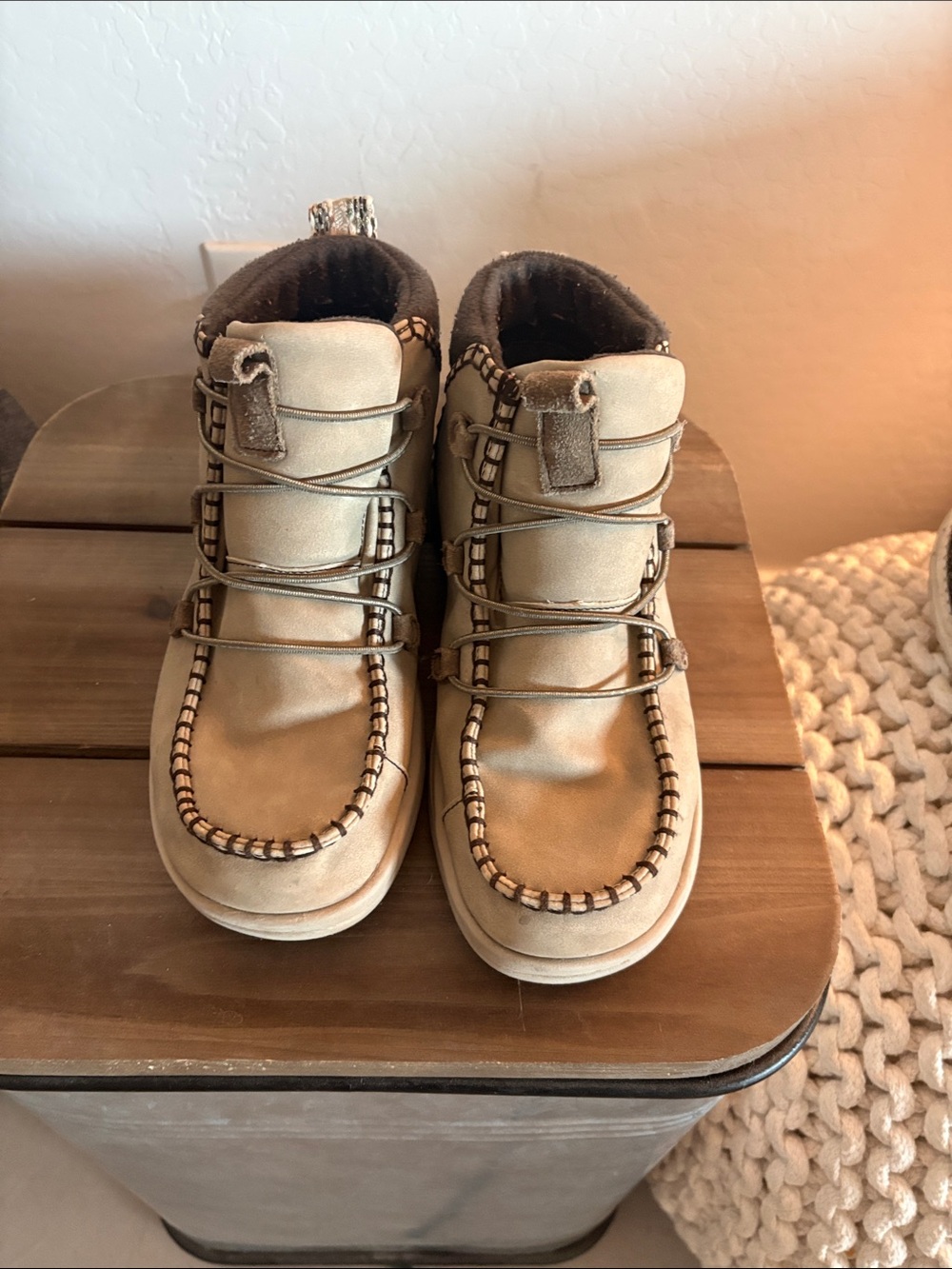 Hey Dude Tan Lace-Up Moc Toe Boots